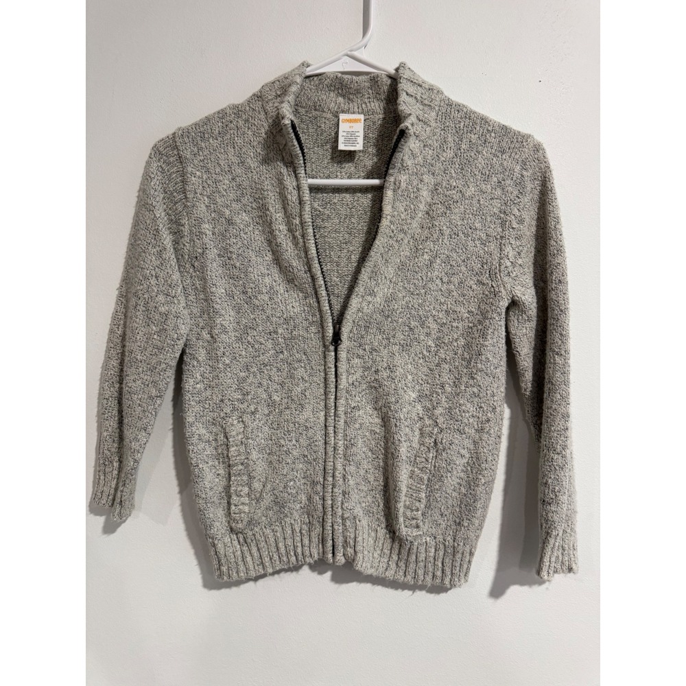 Gymboree Marled Zip-Up Cardigan Sweater Boys 5T Grey Full Zip‎ Knit Pocket